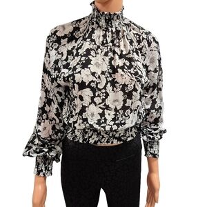 Forever 21 Black and White Puff Sleeve Blouse